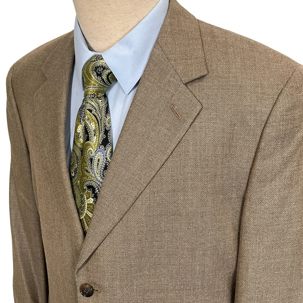 Alberto Zimi Signature Ticknors Blazer Mens‎ 40R Silk Wool Tan Sport Coat